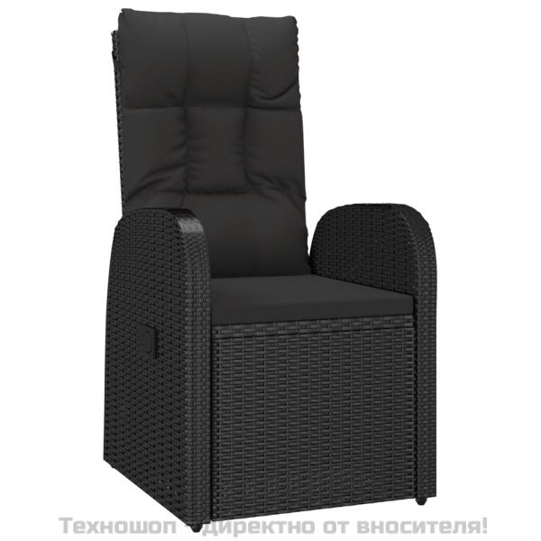 Градински трапезен комплект възглавници 5 части черен полиратан