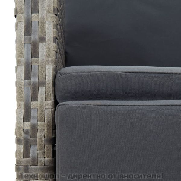 Градински трапезен комплект 5 части с възглавници сив полиратан