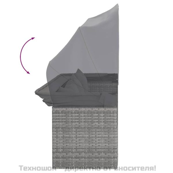 Градински диван с възглавници от 4 части сив полиратан