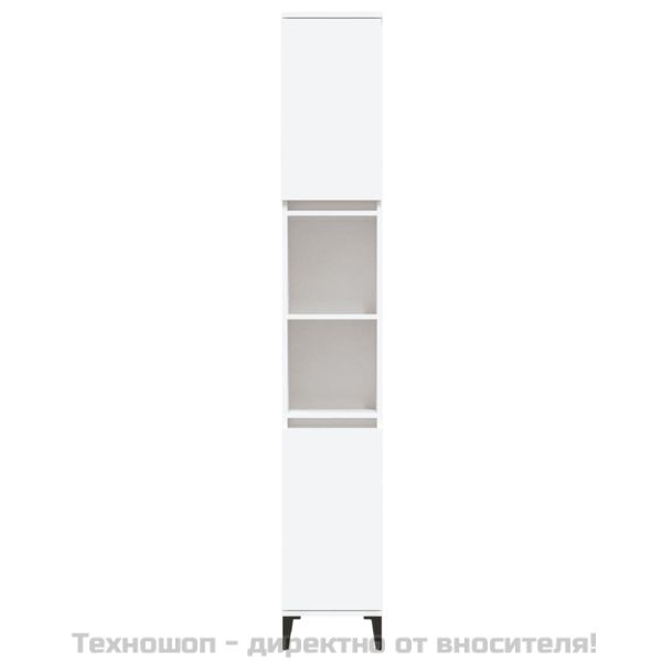 Шкаф за баня, бял, 30x30x190 см, инженерно дърво