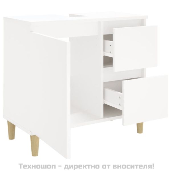 Шкаф за баня, бял, 65x33x60 см, инженерно дърво