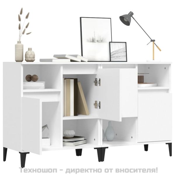 Сайдборди, 2 бр, бели, 60x35x70 см, инженерно дърво