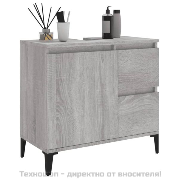 Шкаф за баня, сив сонома, 65x33x60 см, инженерно дърво