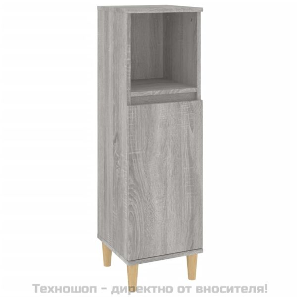 Шкаф за баня, сив сонома, 30x30x100 см, инженерно дърво