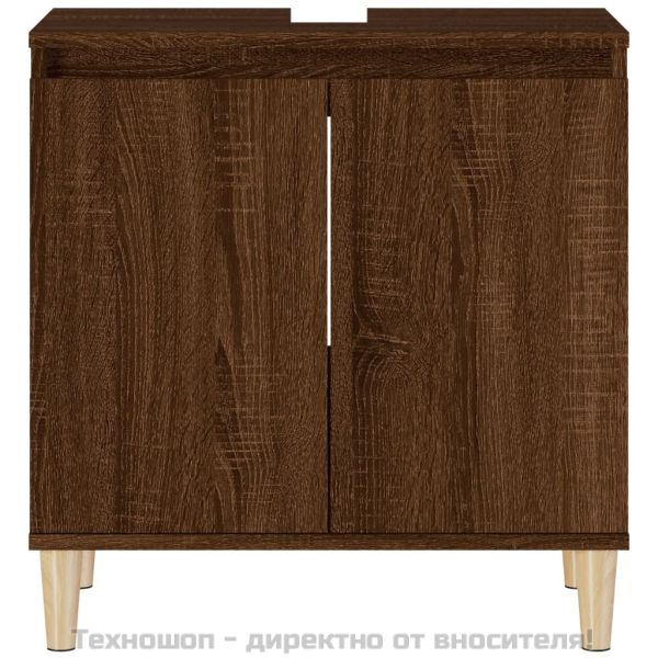 Шкаф за мивка, кафяв дъб, 58x33x60 см, инженерно дърво