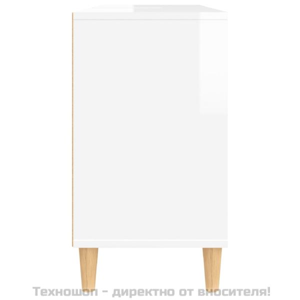 Шкаф за мивка, бял гланц, 80x33x60 см, инженерно дърво