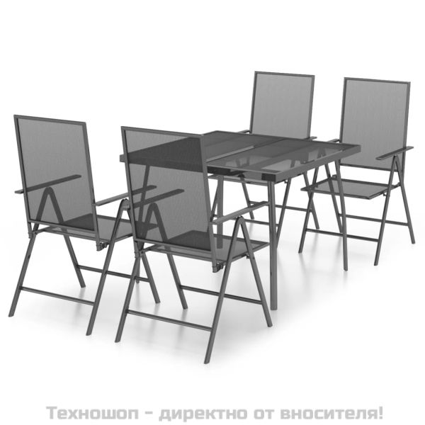 Градински трапезен комплект от 5 части, антрацит, стомана