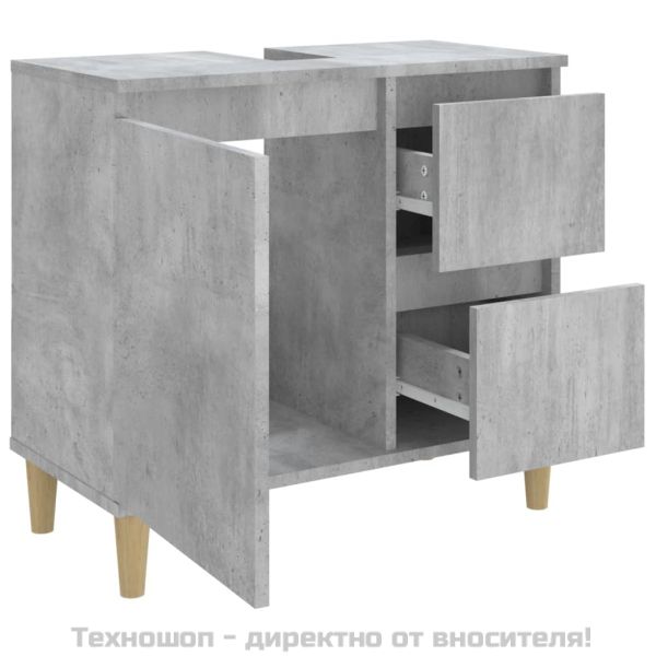 Шкаф за баня, бетонно сив, 65x33x60 см, инженерно дърво