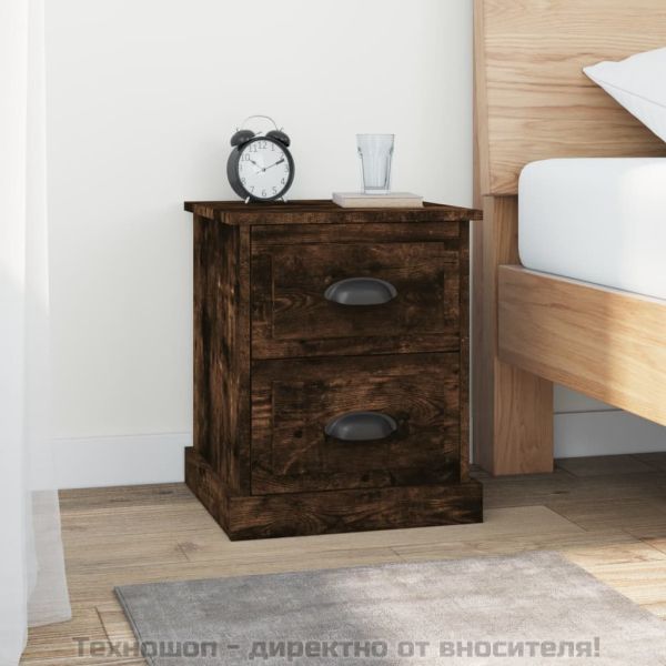 Нощно шкафче, опушен дъб, 39x39x47,5 см, инженерно дърво
