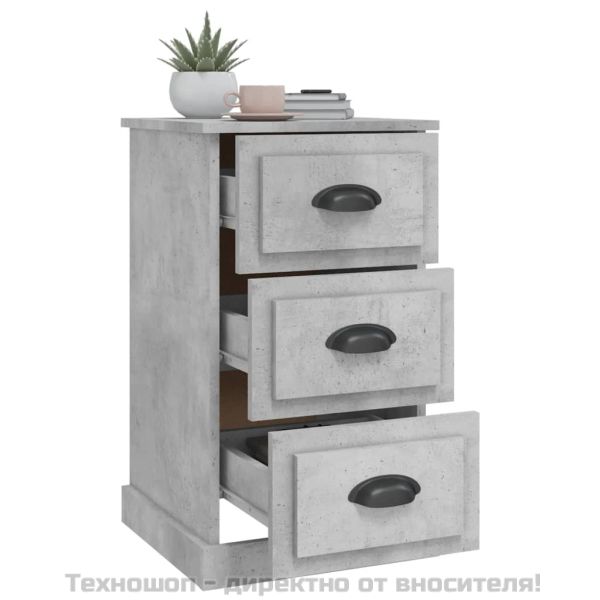 Нощно шкафче, бетонно сиво, 39x39x67 см, инженерно дърво