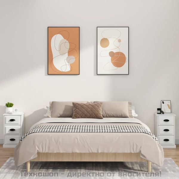 Нощно шкафче, бяло, 39x39x67 см, инженерно дърво