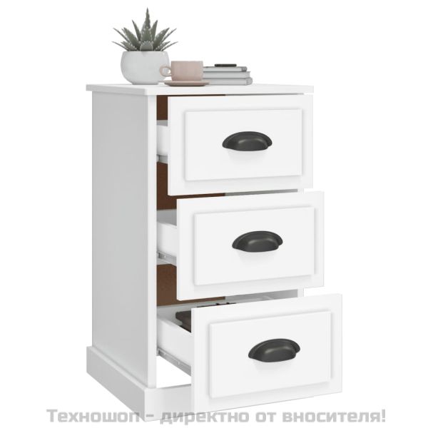 Нощно шкафче, бяло, 39x39x67 см, инженерно дърво