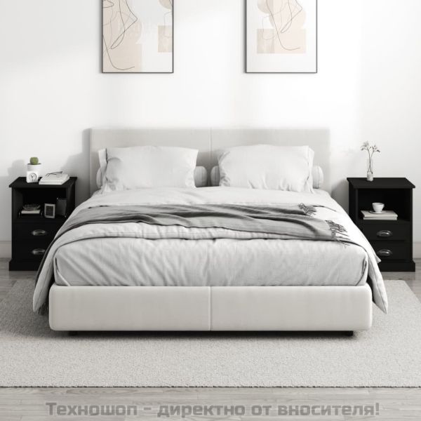 Нощни шкафчета, 2 бр, черно, 43x36x60 см