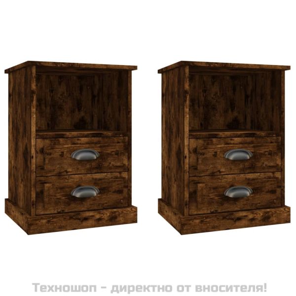 Нощни шкафчета, 2 бр, опушен дъб, 43x36x60 см
