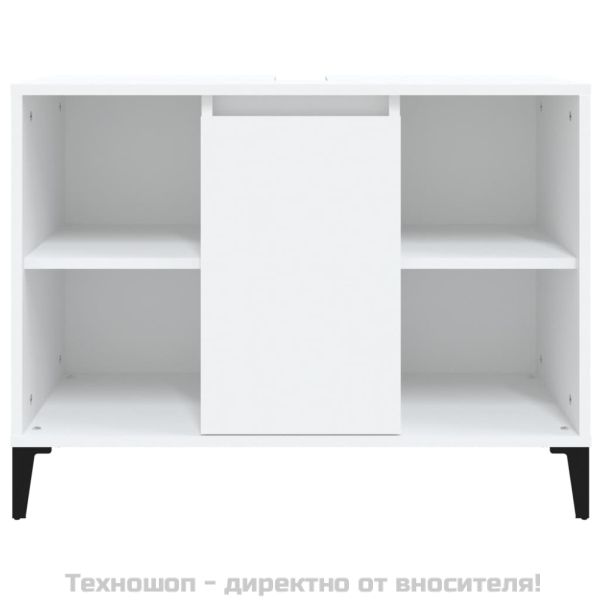 Шкаф за мивка, бял, 80x33x60 см, инженерно дърво