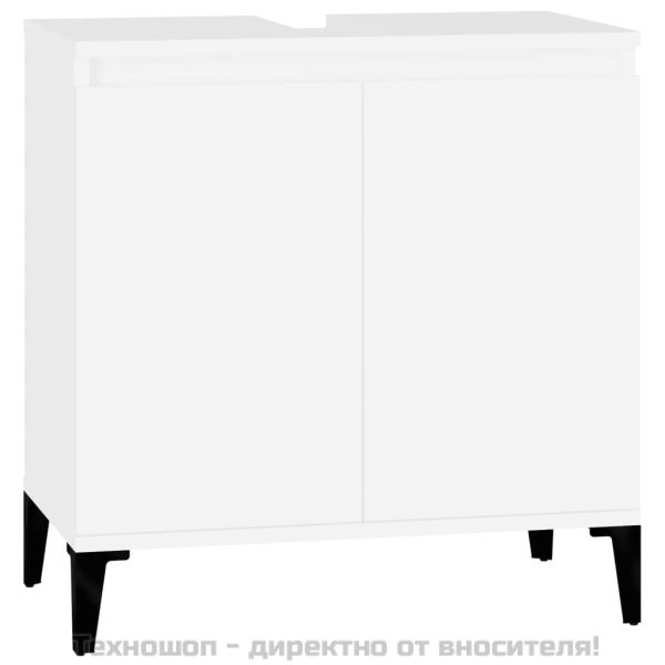 Шкаф за мивка, бял, 58x33x60 см, инженерно дърво