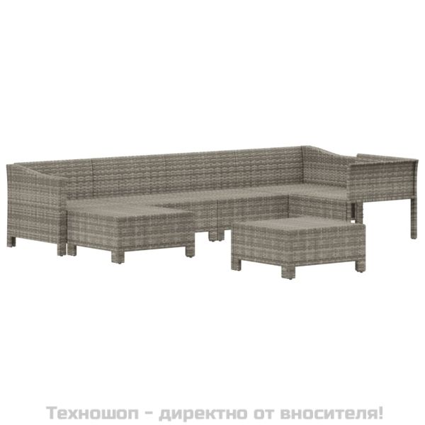 Градински лаундж комплект с възглавници 7 части полиратан сив