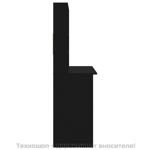 Бюро с рафтове, черно, 102x45x148 см, инженерно дърво