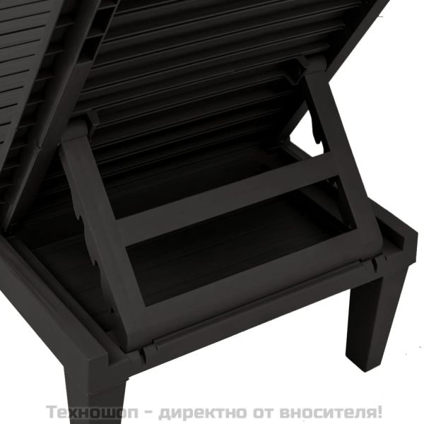 Шезлонг, черен, 155x58x83 см, полипропилен
