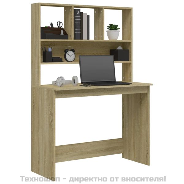 Бюро с рафтове, сонома дъб, 102x45x148 см, инженерно дърво