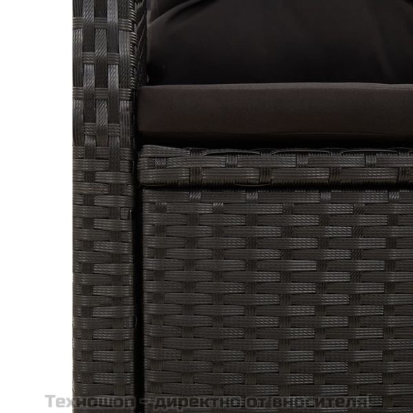 Градински трапезен комплект възглавници 9 части черен полиратан