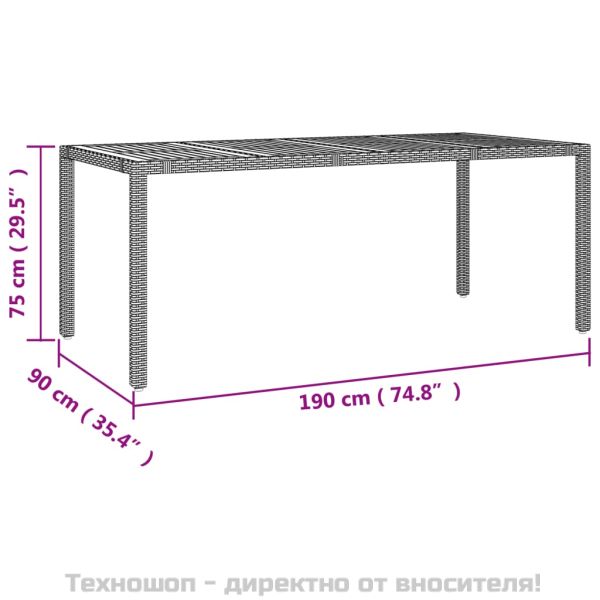 Градински трапезен комплект 7 части възглавници черен полиратан