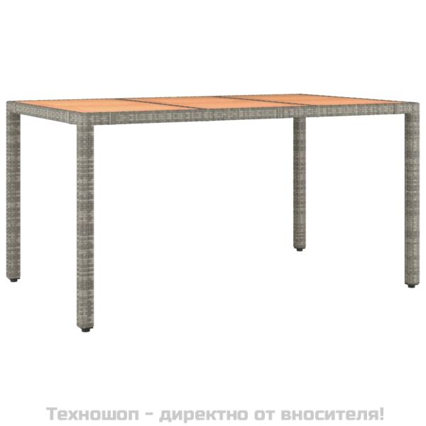 Градински трапезен комплект 7 части с възглавници сив полиратан