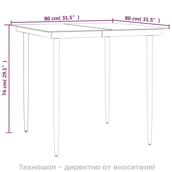 Градински трапезен комплект 3 части с възглавници сив полиратан