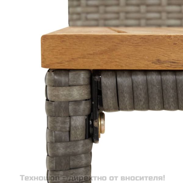 Градински бар комплект 3 части сив полиратан и акация масив