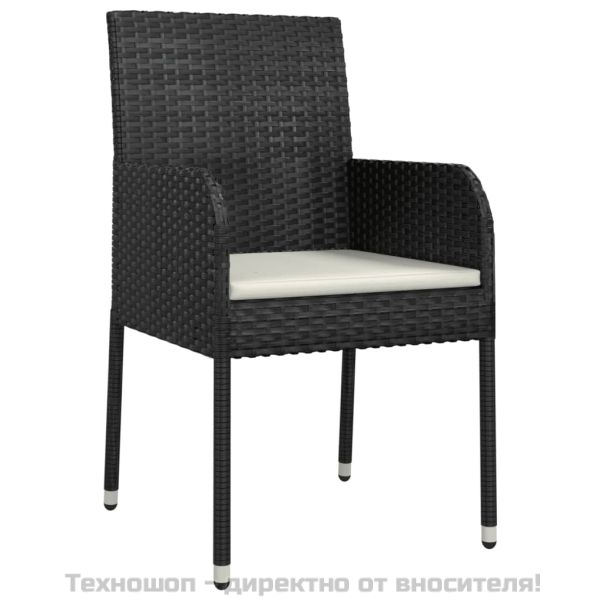 Градински трапезен комплект възглавници 5 части черен полиратан