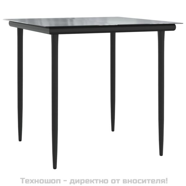 Градински трапезен комплект възглавници 5 части черен полиратан