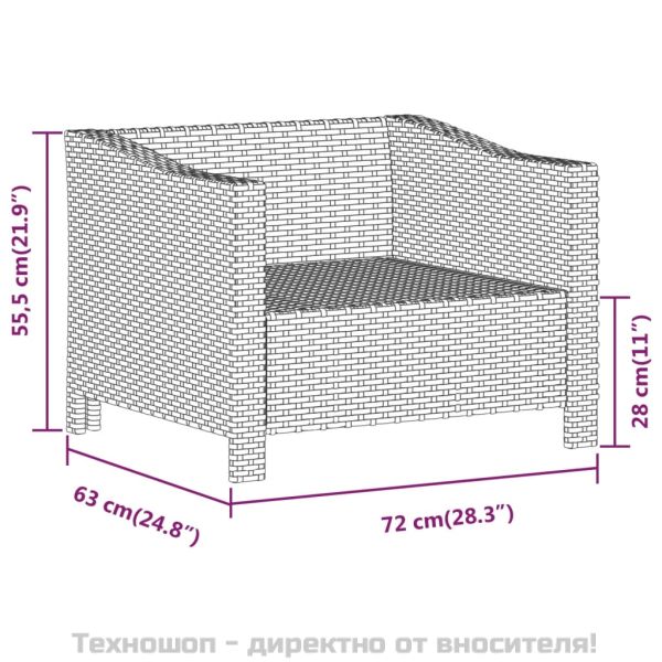 Градински лаундж комплект с възглавници 7 части полиратан сив