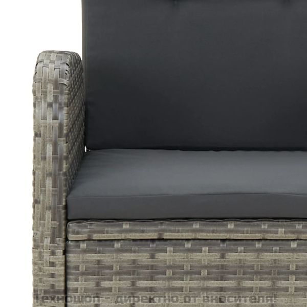 Градински трапезен комплект 9 части с възглавници сив полиратан