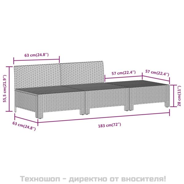 Градински лаундж комплект с възглавници 7 части полиратан сив