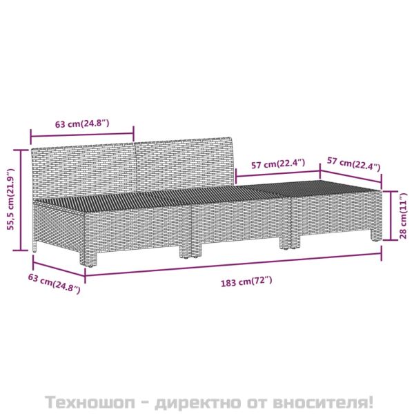 Градински комплект с възглавници, 8 части, полиратан, сив