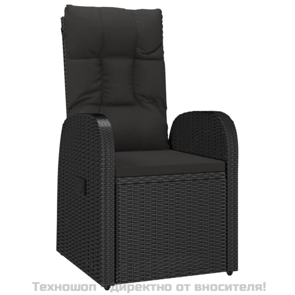 Градински трапезен комплект възглавници 5 части черен полиратан