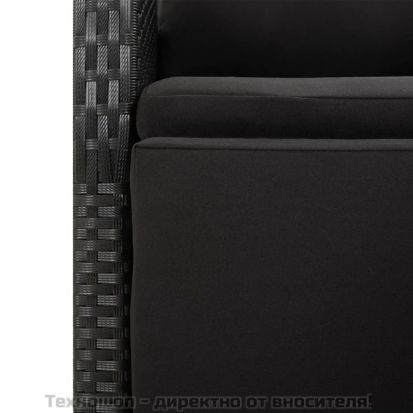 Градински трапезен комплект възглавници 5 части черен полиратан