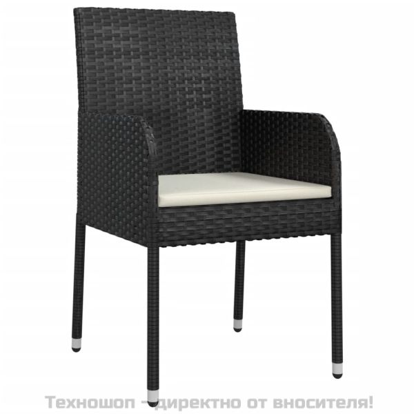 Градински трапезен комплект възглавници 5 части черен полиратан