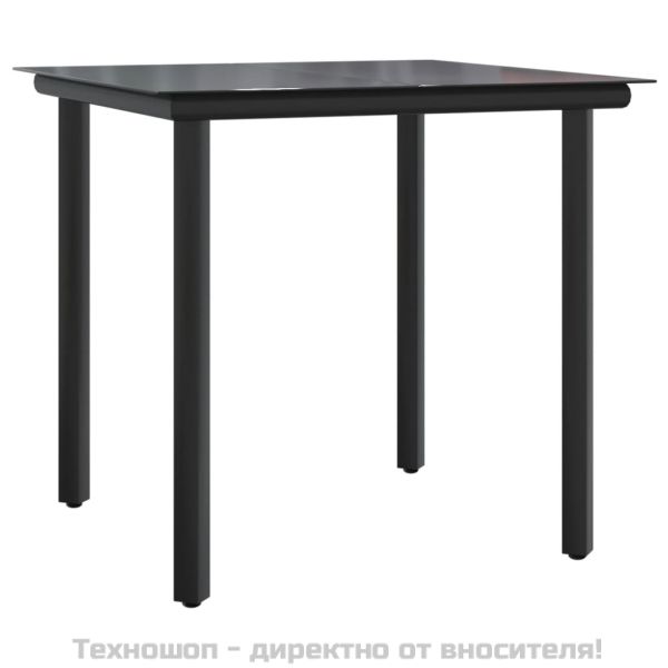 Градински трапезен комплект възглавници 5 части черен полиратан