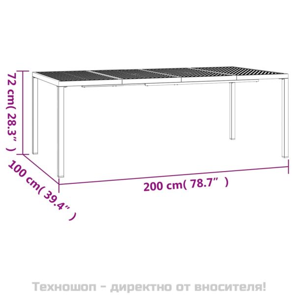 Градинска маса антрацит 200x100x72 cм стомана