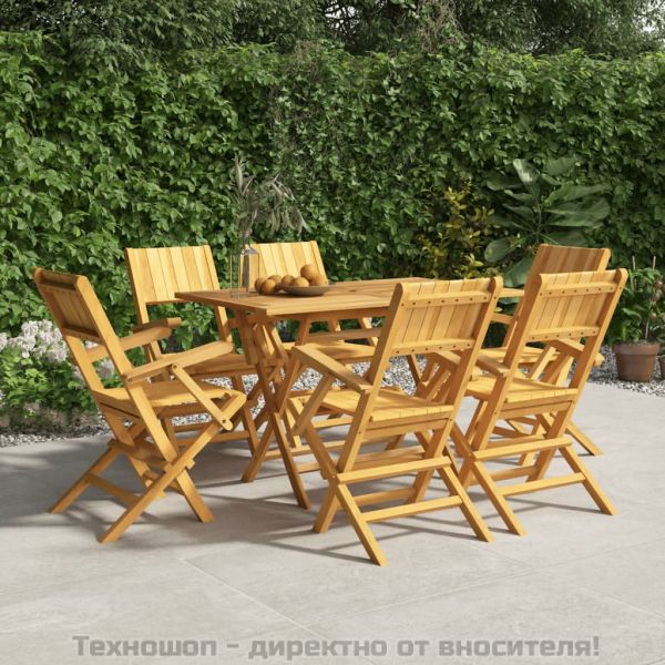 Сгъваеми градински столове, 6 бр, 55x61x90 см, тик масив