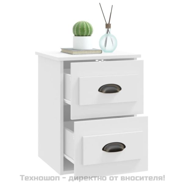 Нощни шкафчета за стенен монтаж, 2 бр, бели, 41,5x36x53 см