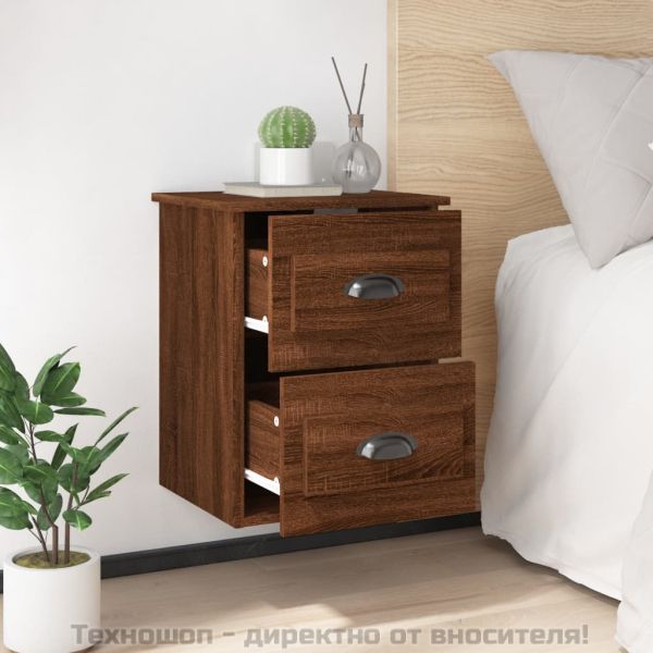 Нощно шкафче за стенен монтаж, кафяв дъб, 41,5x36x53 см