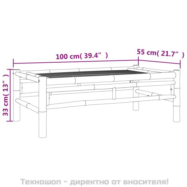 Градинска кафе маса 100x55x33 см бамбук