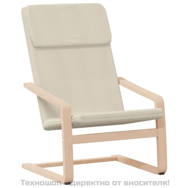 Релакс стол, кремав, текстил