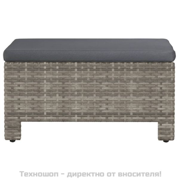 Градинска поставка за крака с възглавница, сива, полиратан