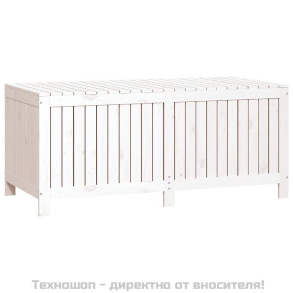 Градинска кутия за съхранение, бяла, 147x68x64 см, бор масив