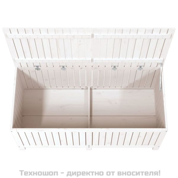 Градинска кутия за съхранение, бяла, 147x68x64 см, бор масив