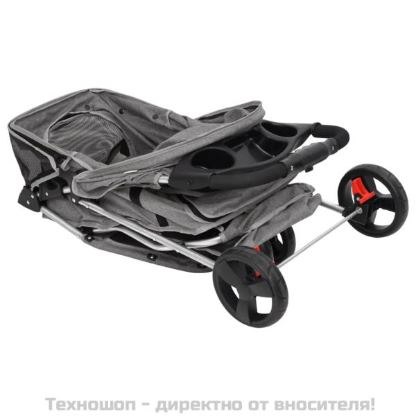 Сгъваема количка за кучета, сива, 80x46x98 см, Оксфорд плат