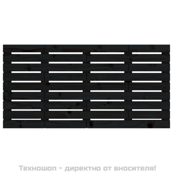 Стенна табла за спалня, черна, 156x3x63 см, борово дърво масив